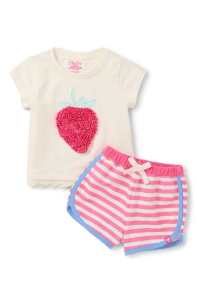 Hatley Babies'  Kids' Raspberry Appliqué T-shirt & Shorts In Pink