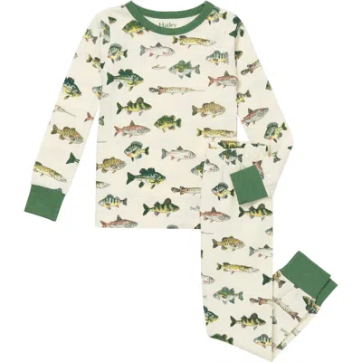 Hatley Kids' Real Fish Fitted Two-piece Pajamas In Natural