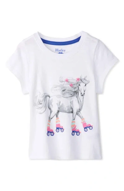 Hatley Kids'  Unicorn Roller Skates Graphic T-shirt In White