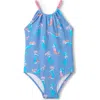 Hatley Kids' Salty Mermaids One-piece Swimsuit In Blue