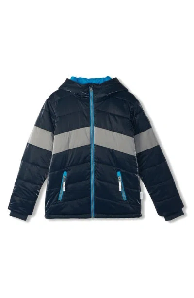 Hatley Kids' Shark Colorblock Quilted Jacket In Salute