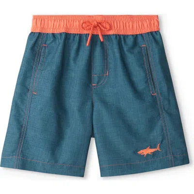 Hatley Kids' Shark Embroidered Swim Trunks In Ensign Blue