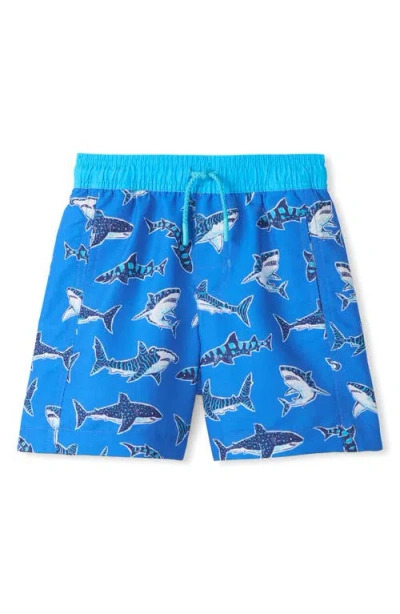 Hatley Kids' Shark Print Swim Trunks In Brown
