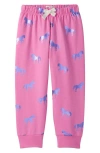 Hatley Kids' Shimmer Horse Print Joggers In Pink