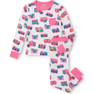Hatley Kids' Sketchy Cameras Fitted Two-piece Pajamas In Pattern