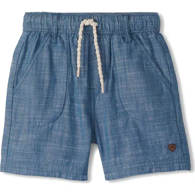 Hatley Kids' Slub Cotton Chambray Drawstring Shorts In Blue