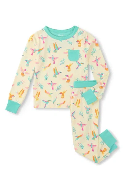 Hatley Kids' Springtime Hummingbirds Fitted Two-piece Pajamas In Neutral