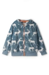 Hatley Kids' Staggered Elks Fleece Zip-up Hoodie In Blue