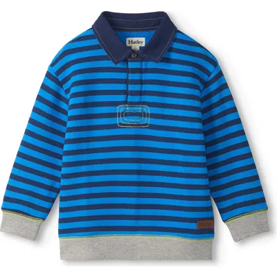 Hatley Kids' Stripe Cotton Rugby Sweatshirt In Blue