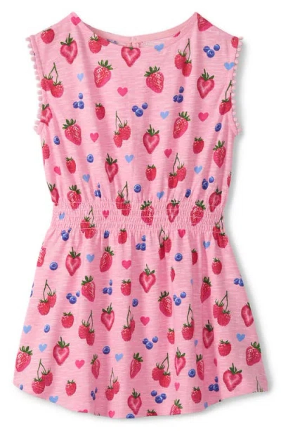 Hatley Kids' Summer Berries Smocked Waist Dress In Pink
