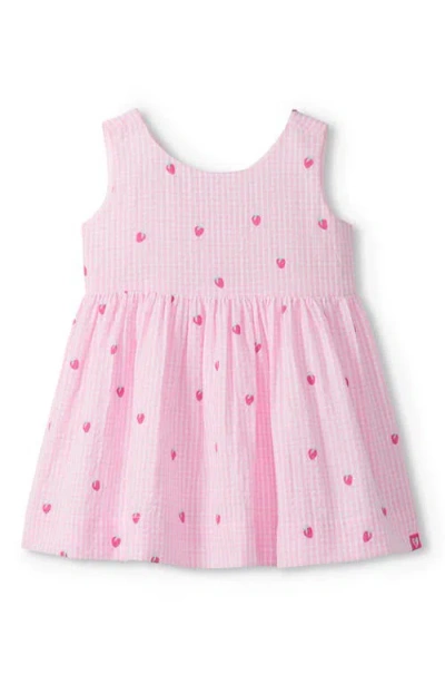 Hatley Babies'  Kids' Teeny Berries Gingham Cotton Seersucker Dress In Pink