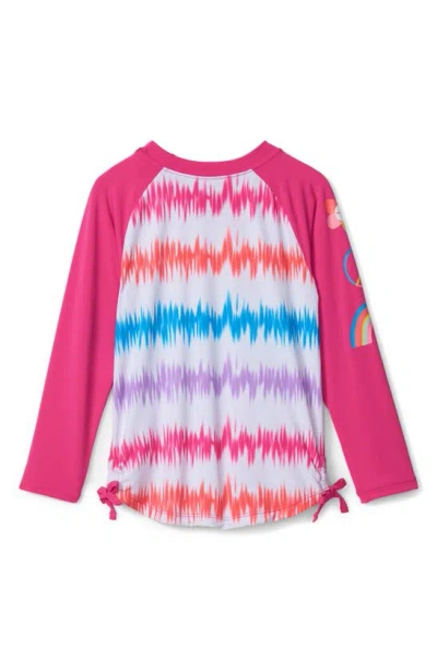 Hatley Kids' Tie Dye Long Sleeve Rashguard Swim Top In Pink/ White