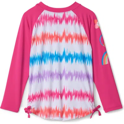 Hatley Kids' Tie Dye Long Sleeve Rashguard Swim Top In Pink/white