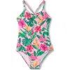 Hatley Kids' Tropical Floral One-piece Swimsuit In Multi
