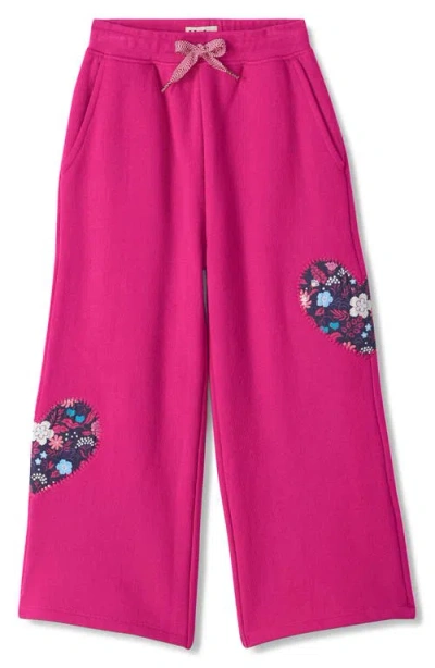 Hatley Kids' Very Berry Wide Leg Track Pants In Pink