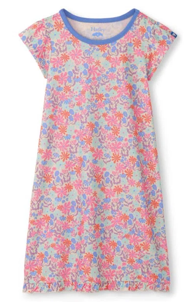 Hatley Kids' Whimsical Flowers Ruffle Hem Nightgown In Gray