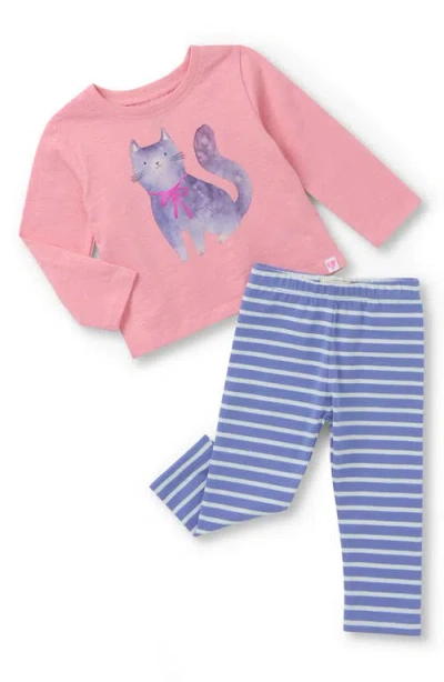 Hatley Babies'  Kitty Long Sleeve Graphic T-shirt & Leggings Set In Pink