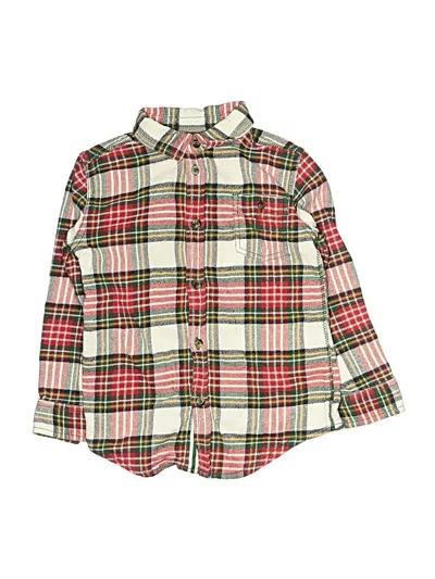 Pre-owned Hatley Kids' Long Sleeve Button Down Shirt In Green