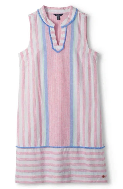 Hatley Marin Fringe Trim Sleeveless Linen & Cotton Shift Dress In Pink