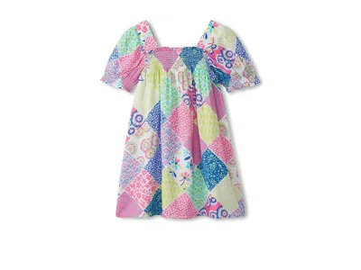 Hatley Mix-up Patch Work Smocked Dress (toddler/little Kid/big Kid) Girl's Dress Strawberry Moon : 12 (big  In Multi