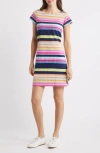 Hatley Nellie Hot Stripes Cotton T-shirt Dress In Patriot Blue
