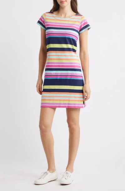 Hatley Nellie Hot Stripes Cotton T-shirt Dress In Patriot Blue