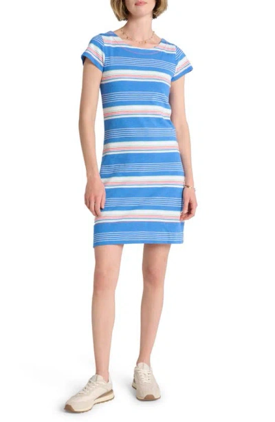 Hatley Nellie Stripe Short Sleeve Cotton T-shirt Dress In Palace Blue