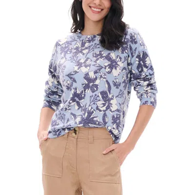 Hatley Noa Big Blooms Crewneck Sweater In Blue