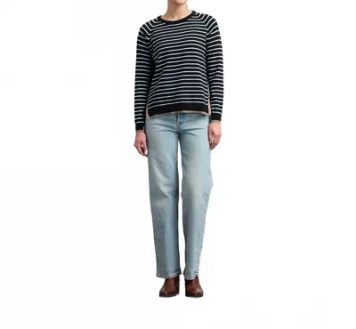 Hatley Olivia Crewneck Sweater In Black Denim Stripes
