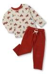 Hatley On The Ranch Print Long Sleeve T-shirt & Sweatpants Set In Red