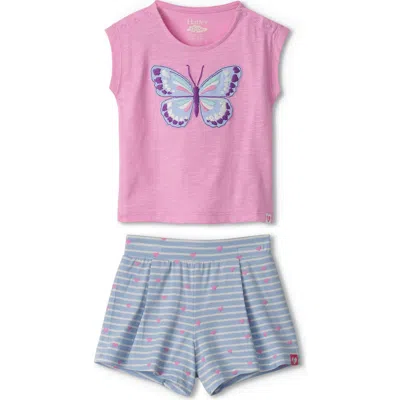 Hatley Babies'  Painted Butterfly Cotton T-shirt & Shorts Set In Lilac Chiffon