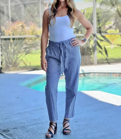 Hatley Paper Bag Pants In Navy Gingham In Blue