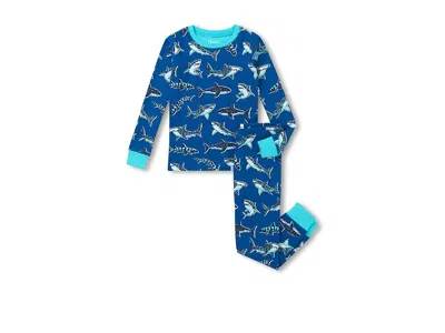 Hatley Patterned Sharks Cotton Pajama Set (toddler/little Kid/big Kid) Boy's Pajama Sets French Blue : 10 (