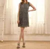 Hatley Pleated Mini Dress In Floral Shibori In Gray