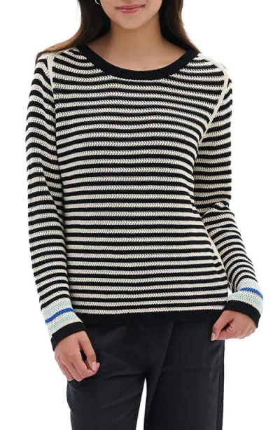 Hatley Pointelle Stripe Sweater In Black