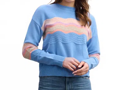 Hatley Pointelle Wave Sweater In Sky Blue Ripple