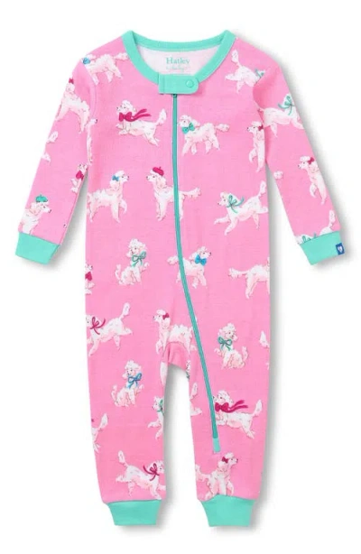 Hatley Babies'  Poodle Pups Cotton Zip Romper In Pink