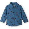 Hatley Ranch Horses Print Knit Print Button-up Shirt In Blue