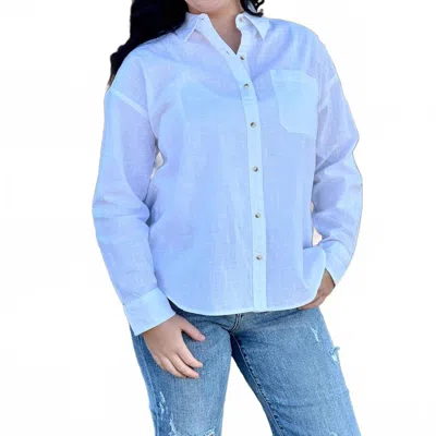 Hatley Relaxed Button Down Shirt In White In Blue