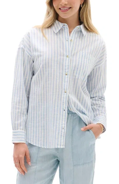 Hatley Relaxed Fit Stripe Cotton Button-up Shirt In Blue