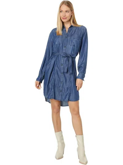 Hatley Riley Shirt Mini Dress In Maritime Denim Wash In Blue