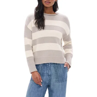 Hatley Rolled Collar Striped Sweater In Neutral