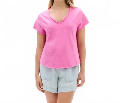 Hatley Sadie V Neck Tee In Super Pink