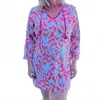 Hatley Seaside Beach Cover Up Mini Dress In Leafy Floral In Blue
