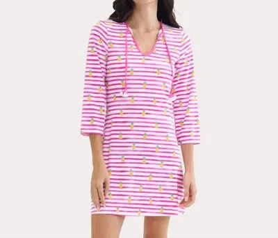 Hatley Seaside Beach Dress In Pineapple Stripes In Pink