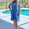 Hatley Serena Bonded Gauze Dress In Vintage Blue In Blue