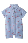 Hatley Shark Silhouette Stripe Seersucker Romper (baby In Campanula