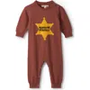 Hatley Sheriff Intarsia Cotton Sweater Romper In Brown