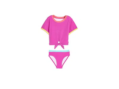 Hatley Short Sleeve Tankini Set (toddler/little Kid/big Kid) Girl's Swimwear Sets Rose Violet : 8 (big Kid) In Pink