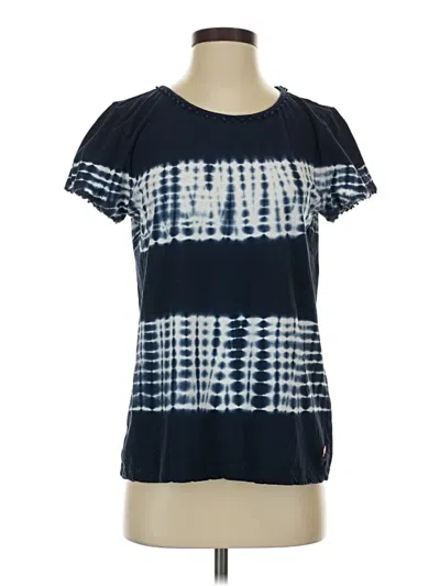 Pre-owned Hatley Short Sleeve Top Blue Tie-dye Pattern Square Neckline Tops